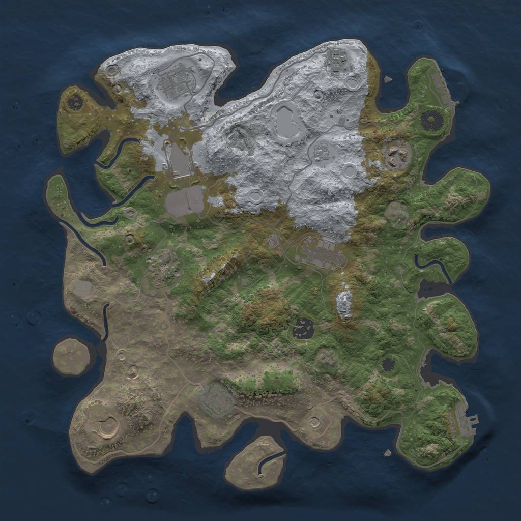 Rust Map: Procedural Map, Size: 3500, Seed: 57025536, 16 Monuments