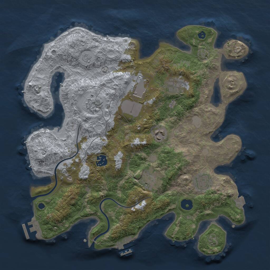 Rust Map: Procedural Map, Size: 3500, Seed: 88166195, 13 Monuments