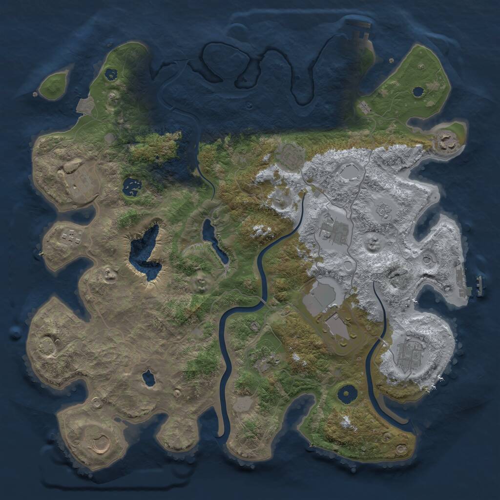 Rust Map: Procedural Map, Size: 4000, Seed: 622382871, 16 Monuments