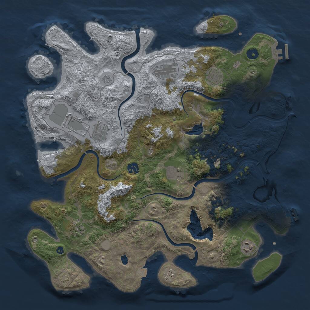 Rust Map: Procedural Map, Size: 4050, Seed: 780381578, 15 Monuments