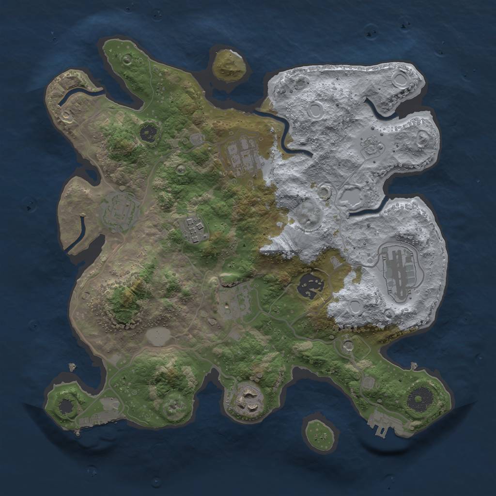 Rust Map: Procedural Map, Size: 3000, Seed: 2075544914, 16 Monuments