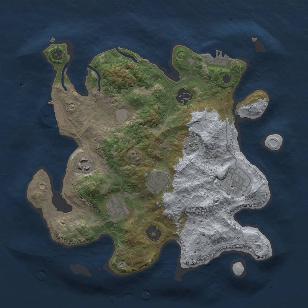 Rust Map: Procedural Map, Size: 3000, Seed: 74899, 14 Monuments