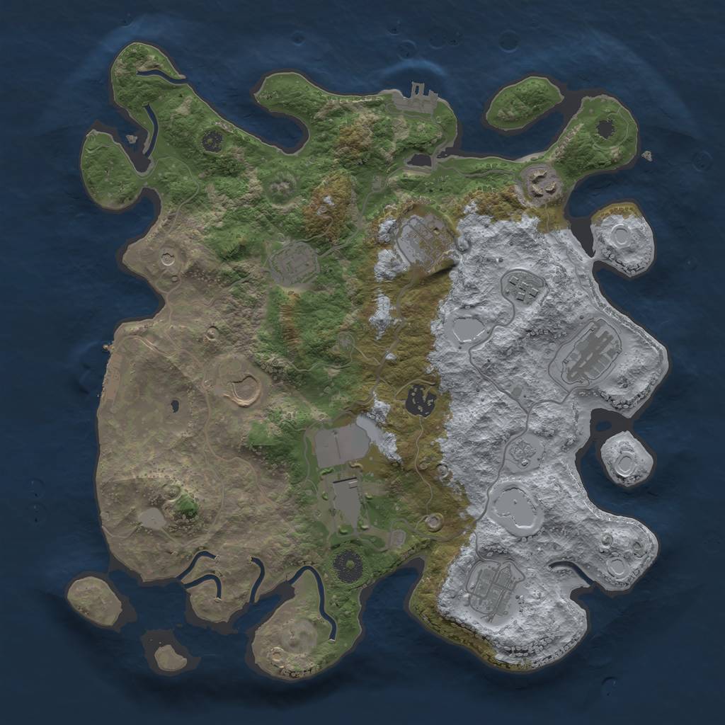 Rust Map: Procedural Map, Size: 3500, Seed: 48582, 18 Monuments