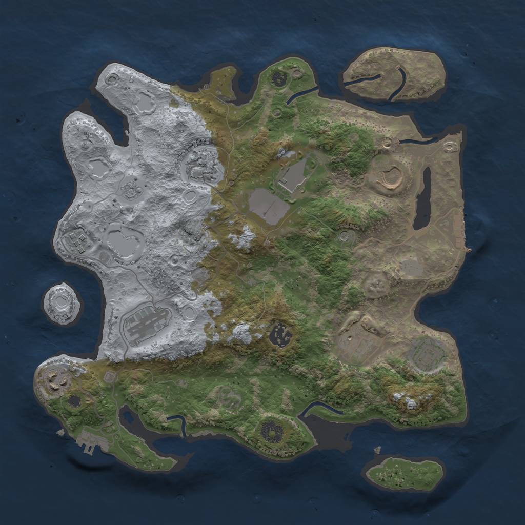Rust Map: Procedural Map, Size: 3500, Seed: 1780935058, 18 Monuments