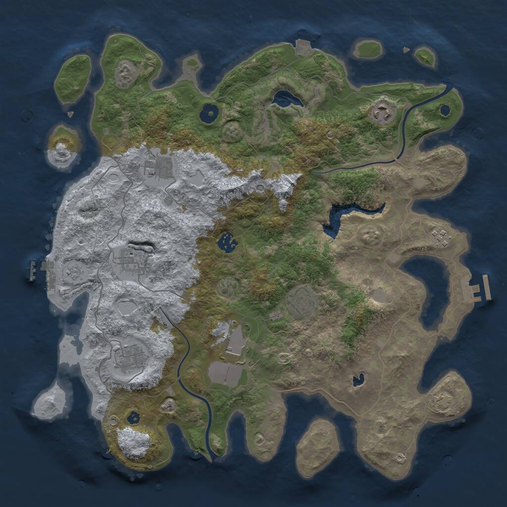 Rust Map: Procedural Map, Size: 4000, Seed: 1436880136, 14 Monuments