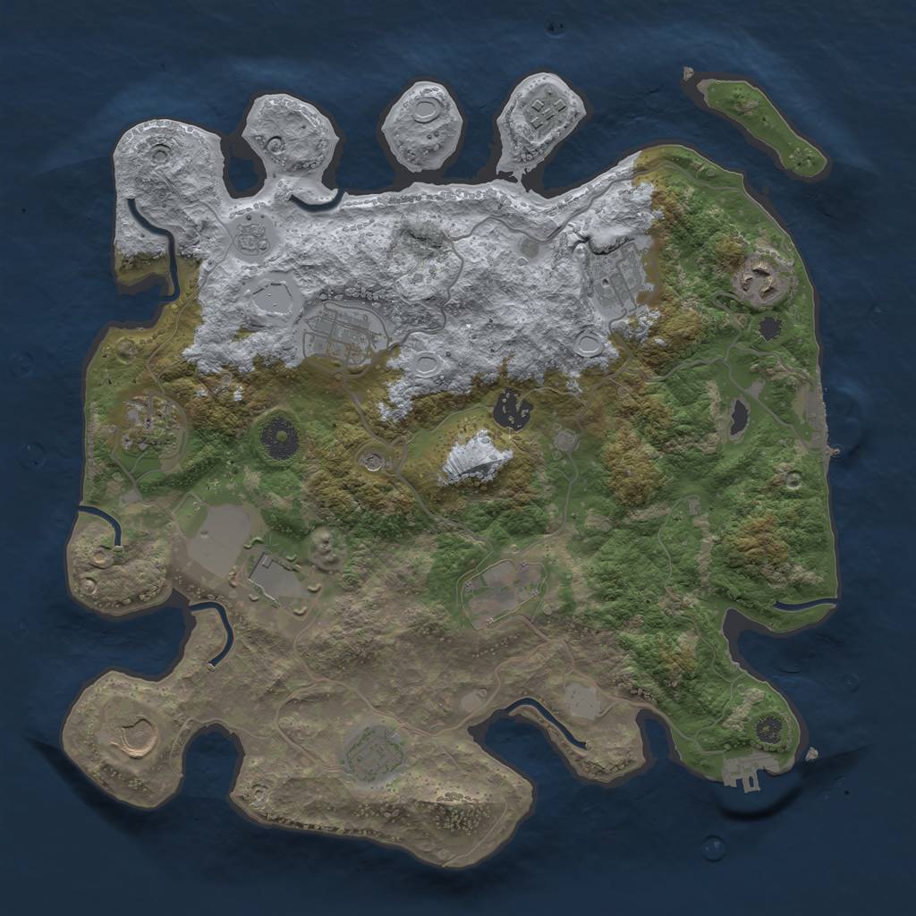 Rust Map: Procedural Map, Size: 3500, Seed: 1615423028, 19 Monuments