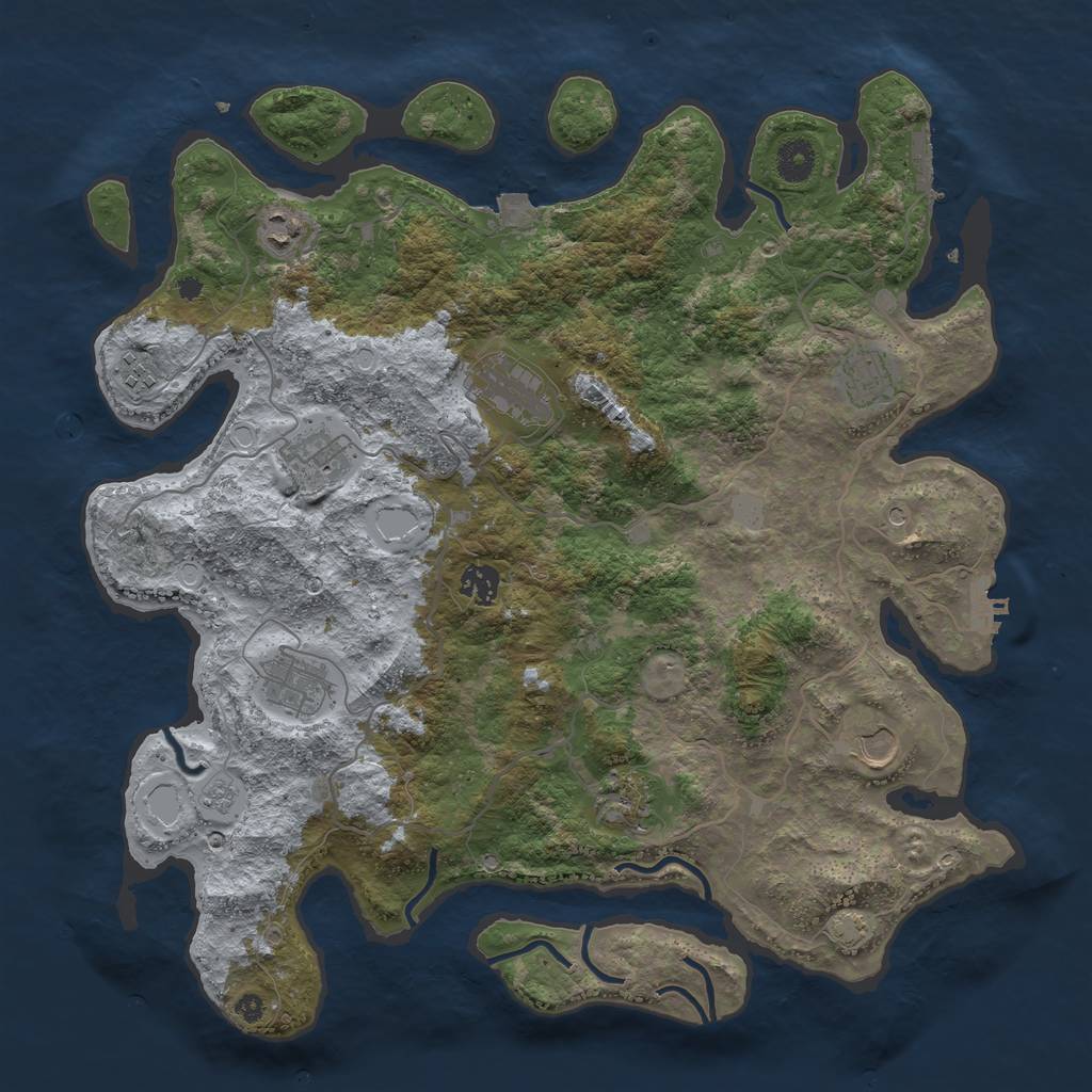 Rust Map: Procedural Map, Size: 4000, Seed: 1206109040, 17 Monuments