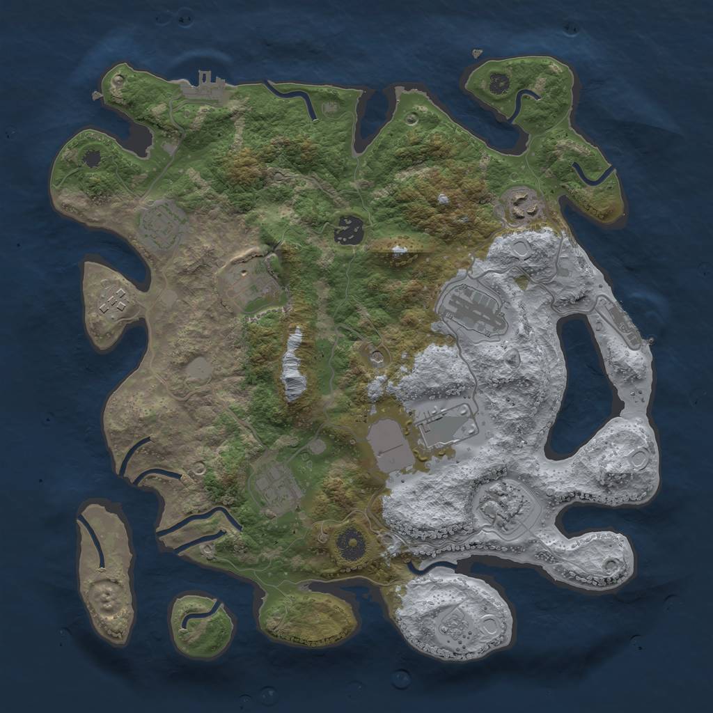 Rust Map: Procedural Map, Size: 3500, Seed: 4602738, 16 Monuments