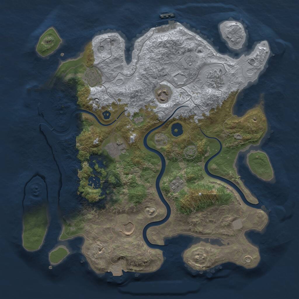 Rust Map: Procedural Map, Size: 3500, Seed: 95910944, 13 Monuments