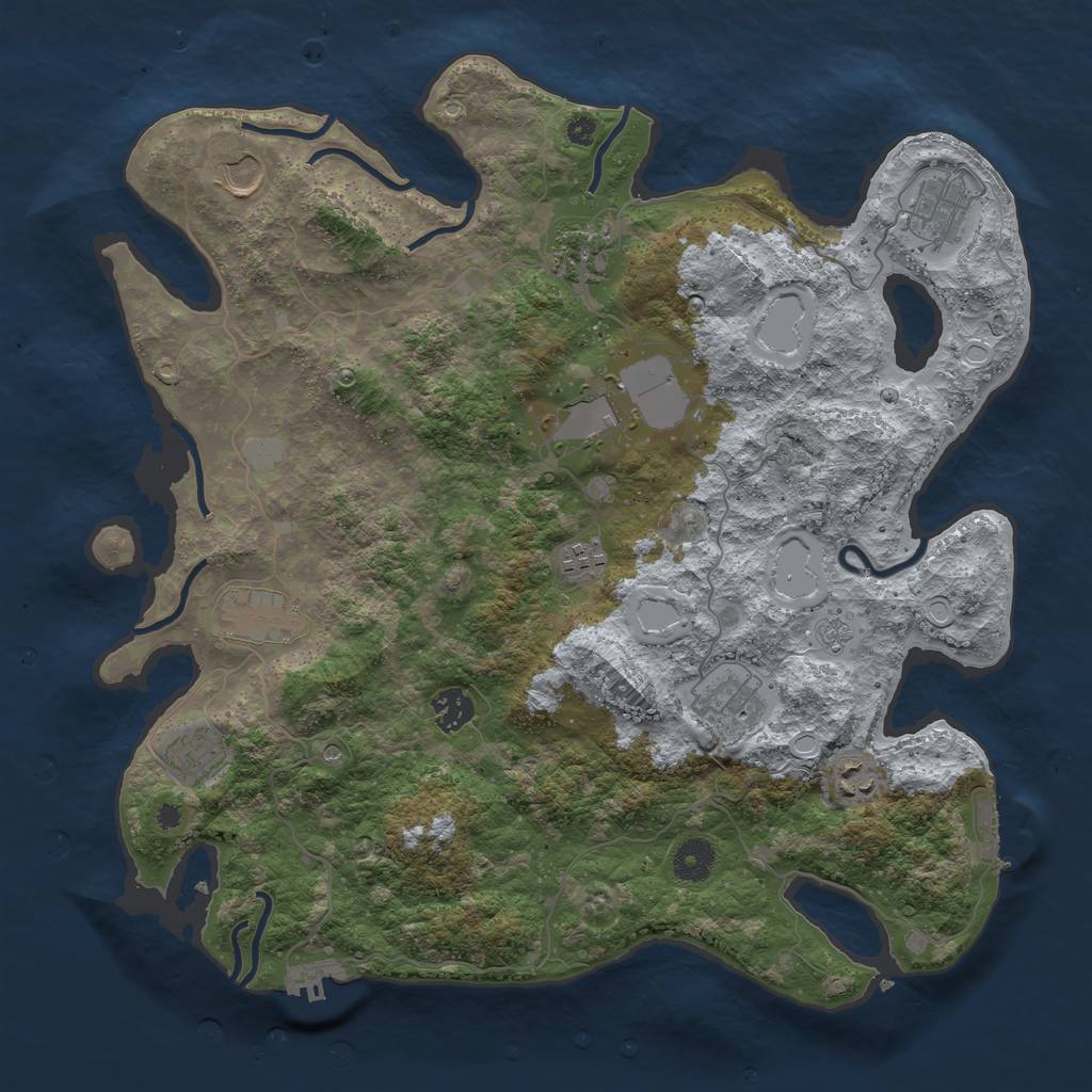 Rust Map: Procedural Map, Size: 3900, Seed: 66249089, 19 Monuments
