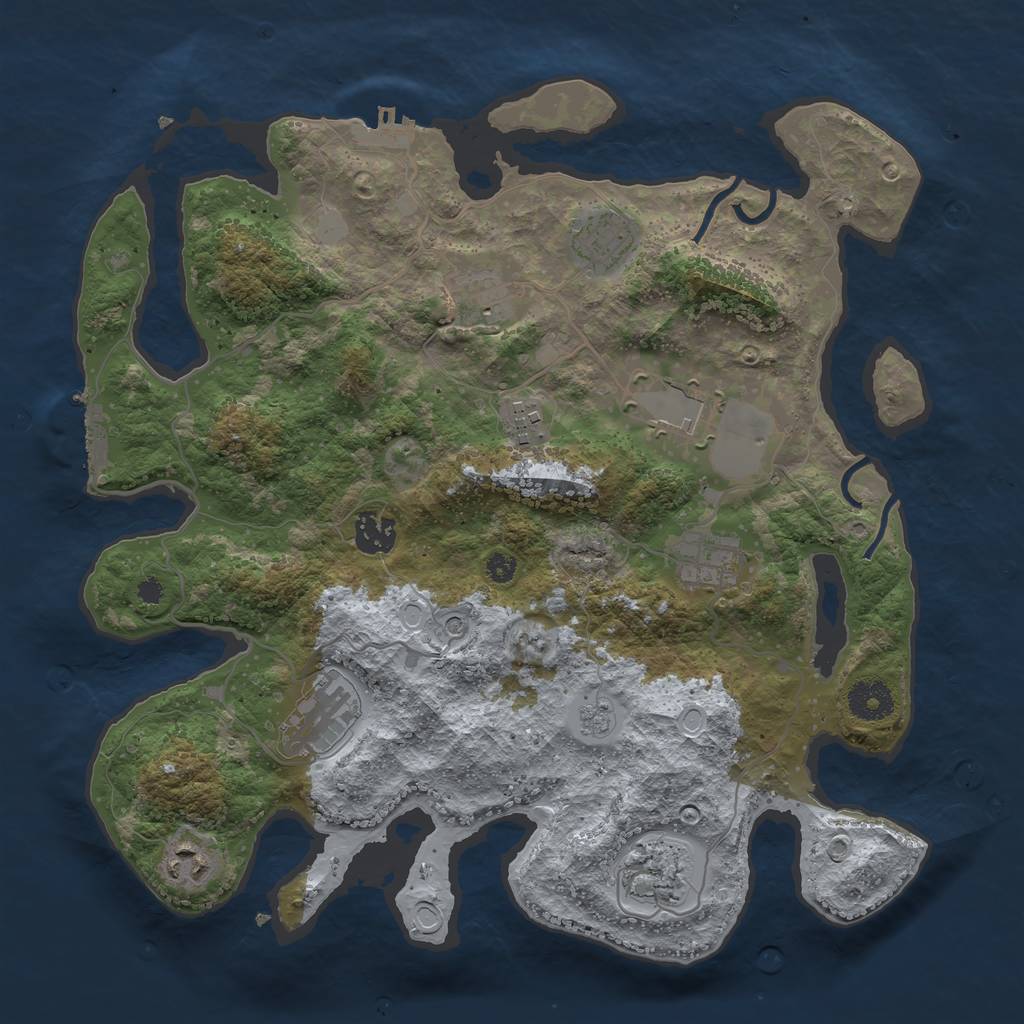 Rust Map: Procedural Map, Size: 3550, Seed: 92350, 18 Monuments