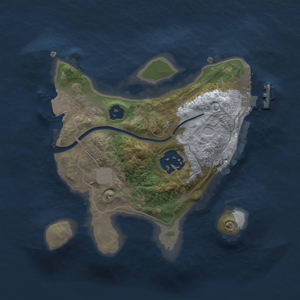 Rust Map: Procedural Map, Size: 2000, Seed: 5487920, 3 Monuments