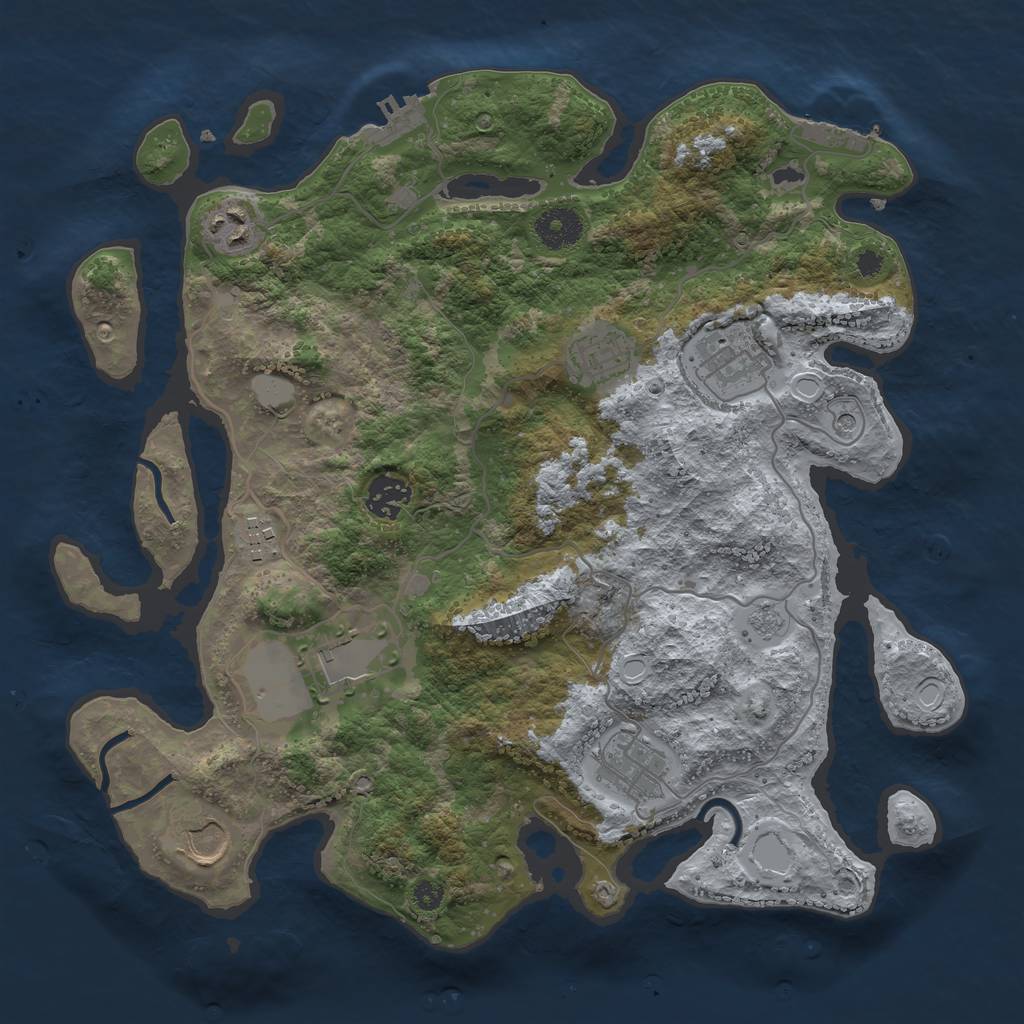 Rust Map: Procedural Map, Size: 3500, Seed: 18470752, 17 Monuments