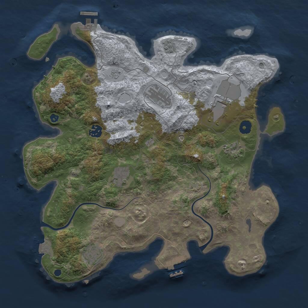 Rust Map: Procedural Map, Size: 3560, Seed: 597825, 13 Monuments