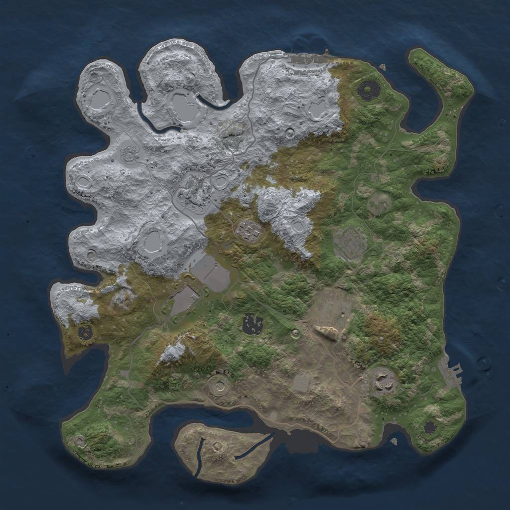 Rust Map: Procedural Map, Size: 3500, Seed: 632552343, 16 Monuments