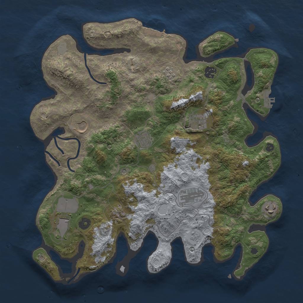 Rust Map: Procedural Map, Size: 3800, Seed: 43534543, 18 Monuments