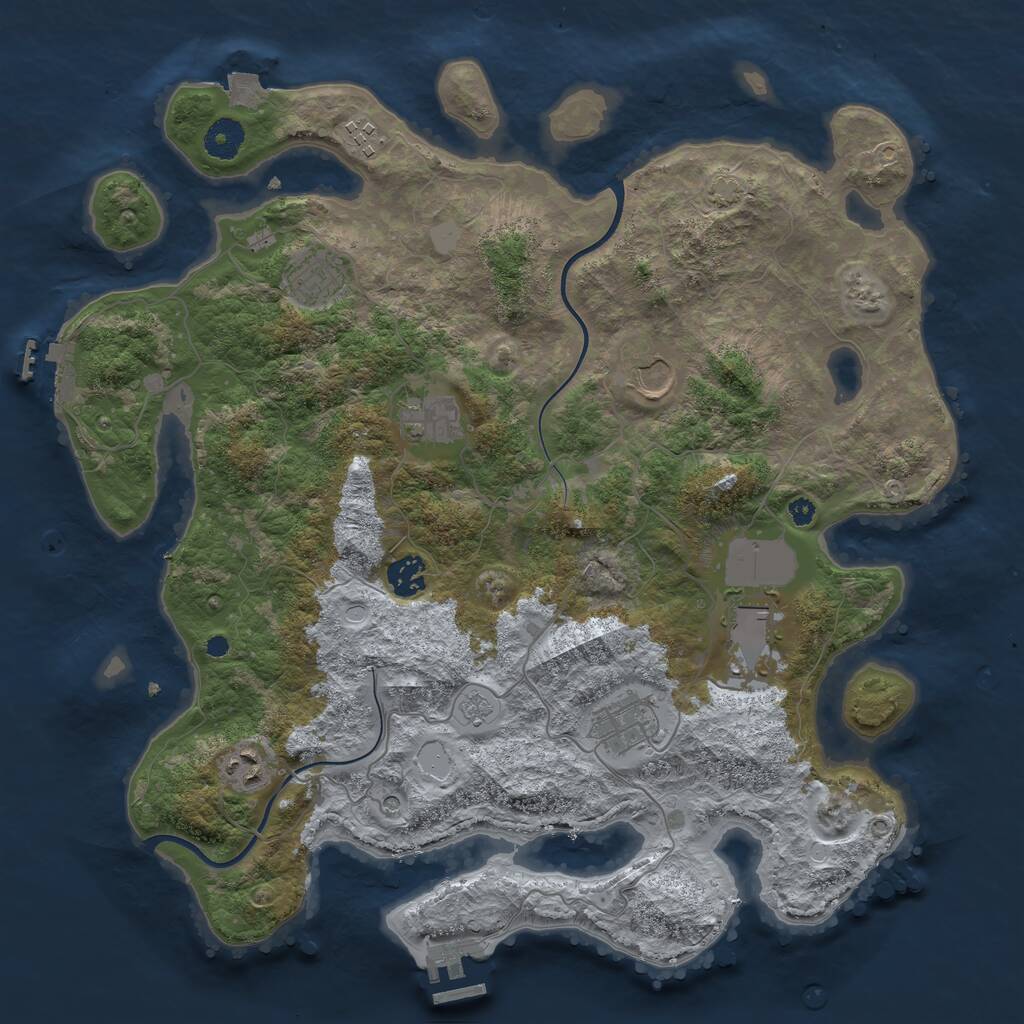 Rust Map: Procedural Map, Size: 3850, Seed: 55640058, 14 Monuments