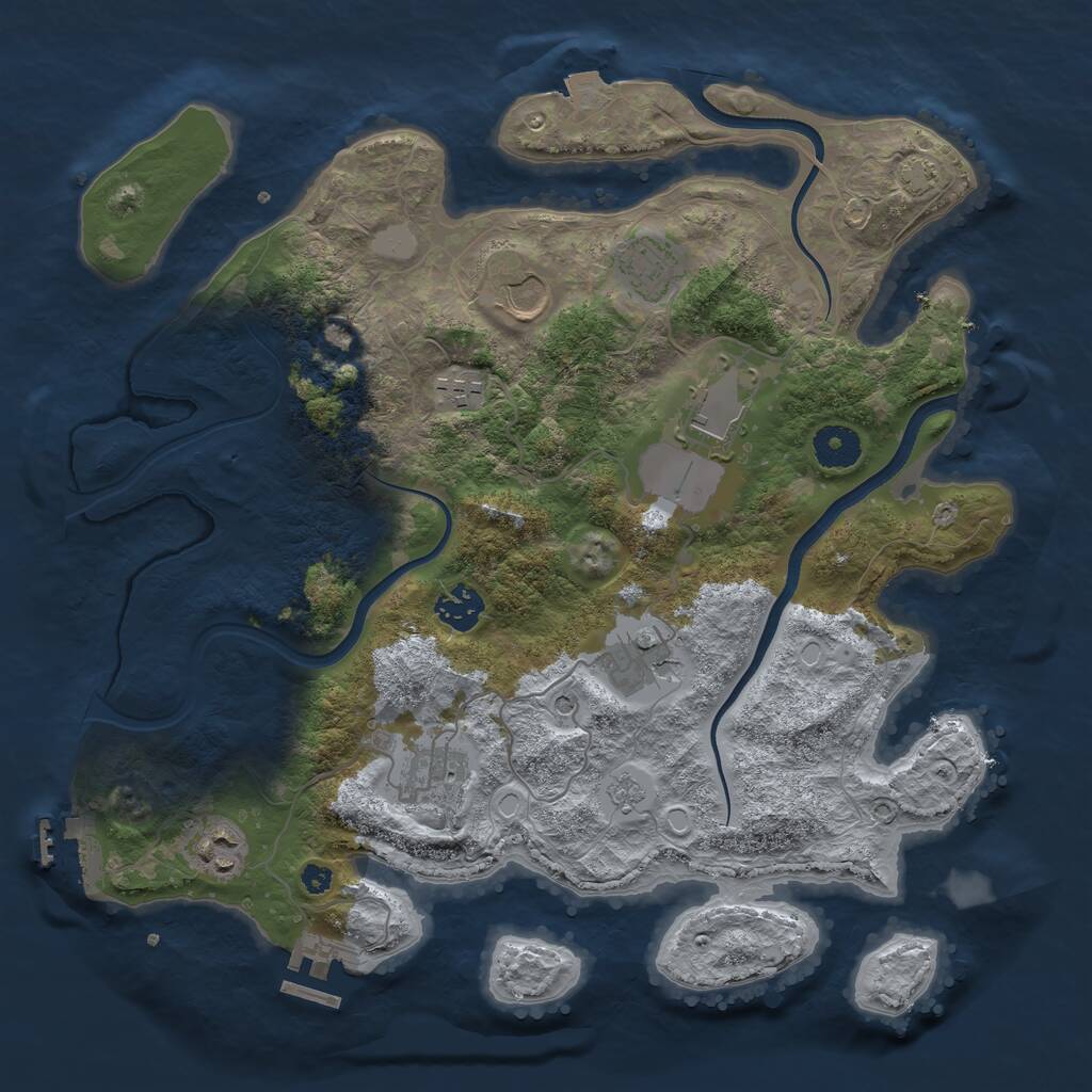 Rust Map: Procedural Map, Size: 3600, Seed: 16334887, 14 Monuments