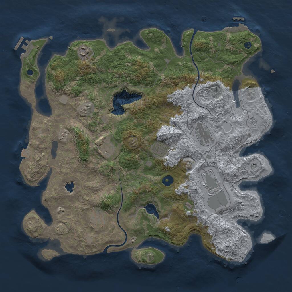 Rust Map: Procedural Map, Size: 4000, Seed: 1703901483, 13 Monuments