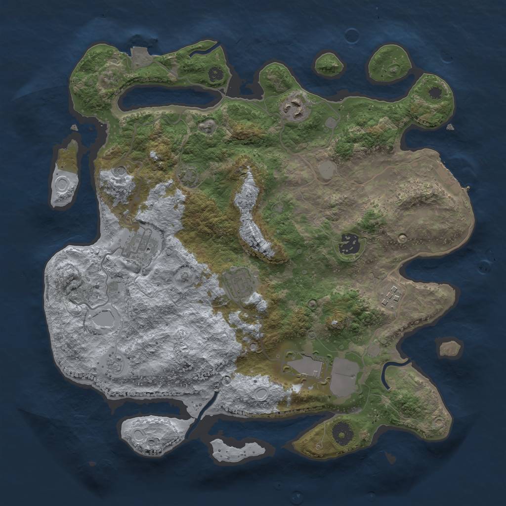 Rust Map: Procedural Map, Size: 3500, Seed: 1723062501, 13 Monuments