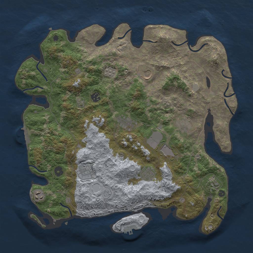 Rust Map: Procedural Map, Size: 4000, Seed: 990210, 19 Monuments