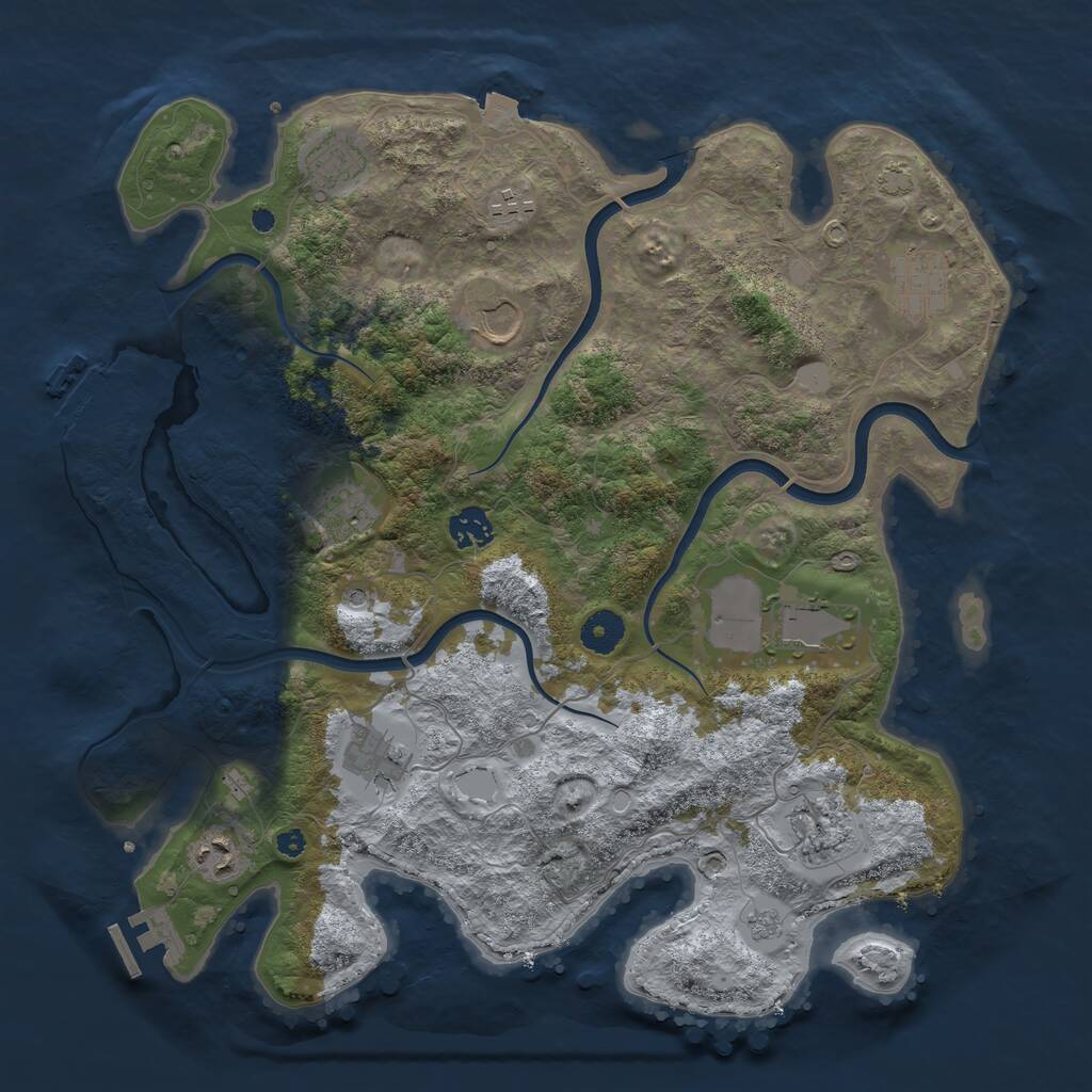 Rust Map: Procedural Map, Size: 3850, Seed: 41663185, 16 Monuments