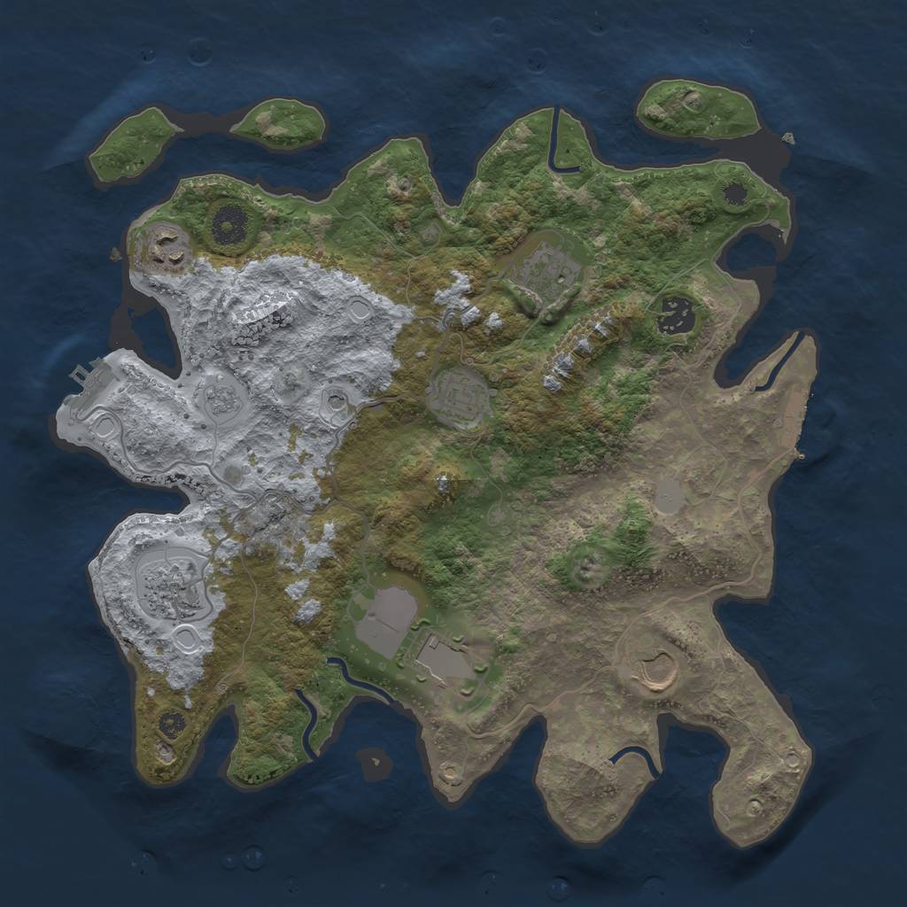 Rust Map: Procedural Map, Size: 3500, Seed: 54418038, 16 Monuments