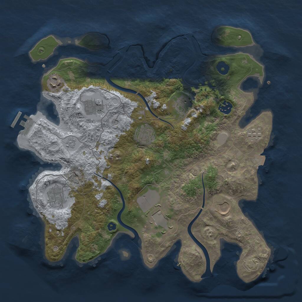 Rust Map: Procedural Map, Size: 3500, Seed: 54418038, 14 Monuments