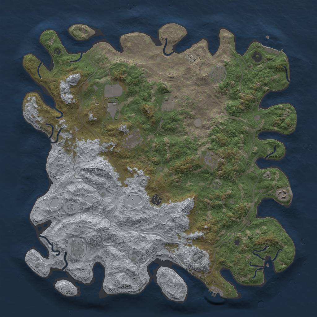 Rust Map: Procedural Map, Size: 4600, Seed: 8888, 18 Monuments
