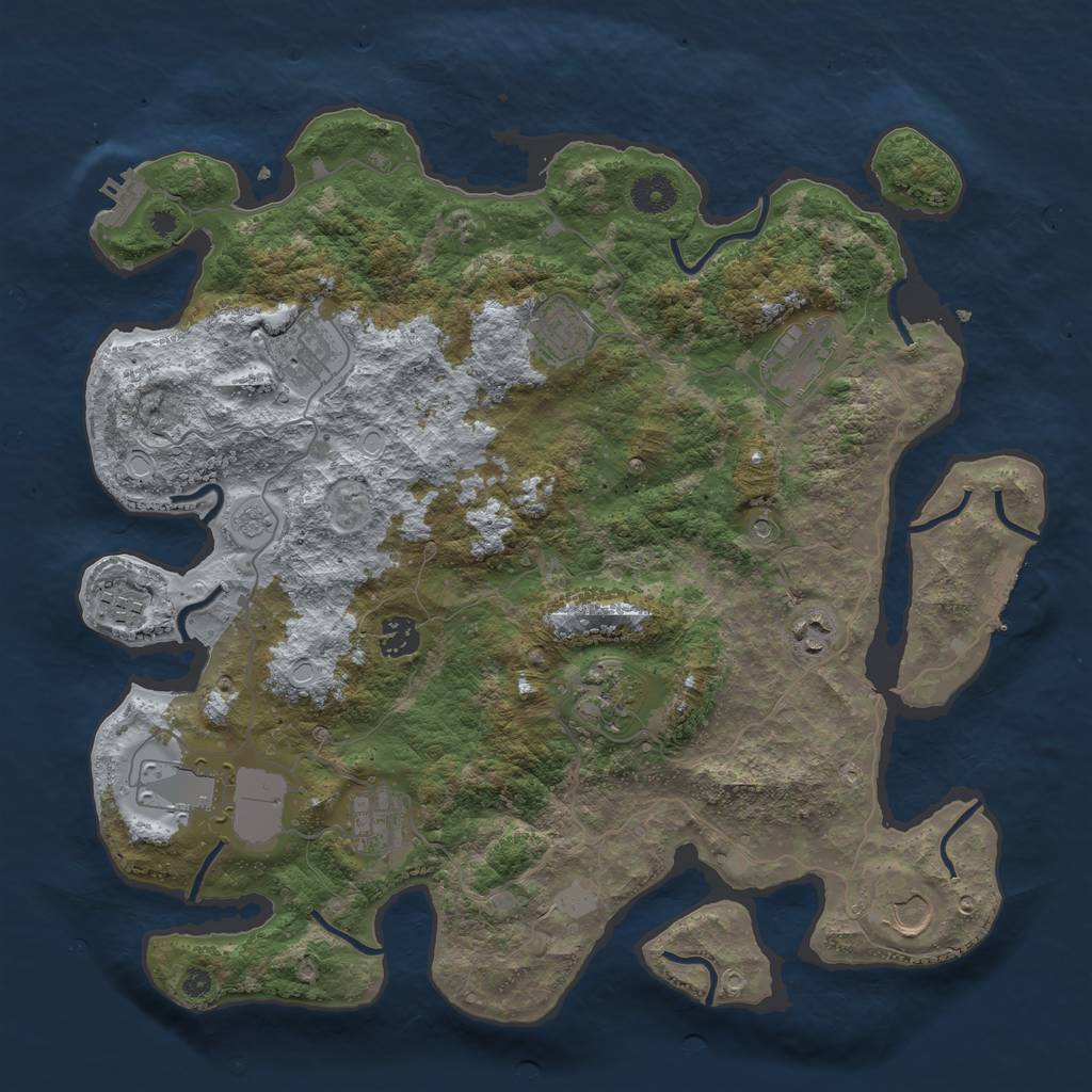 Rust Map: Procedural Map, Size: 3889, Seed: 195893883, 19 Monuments