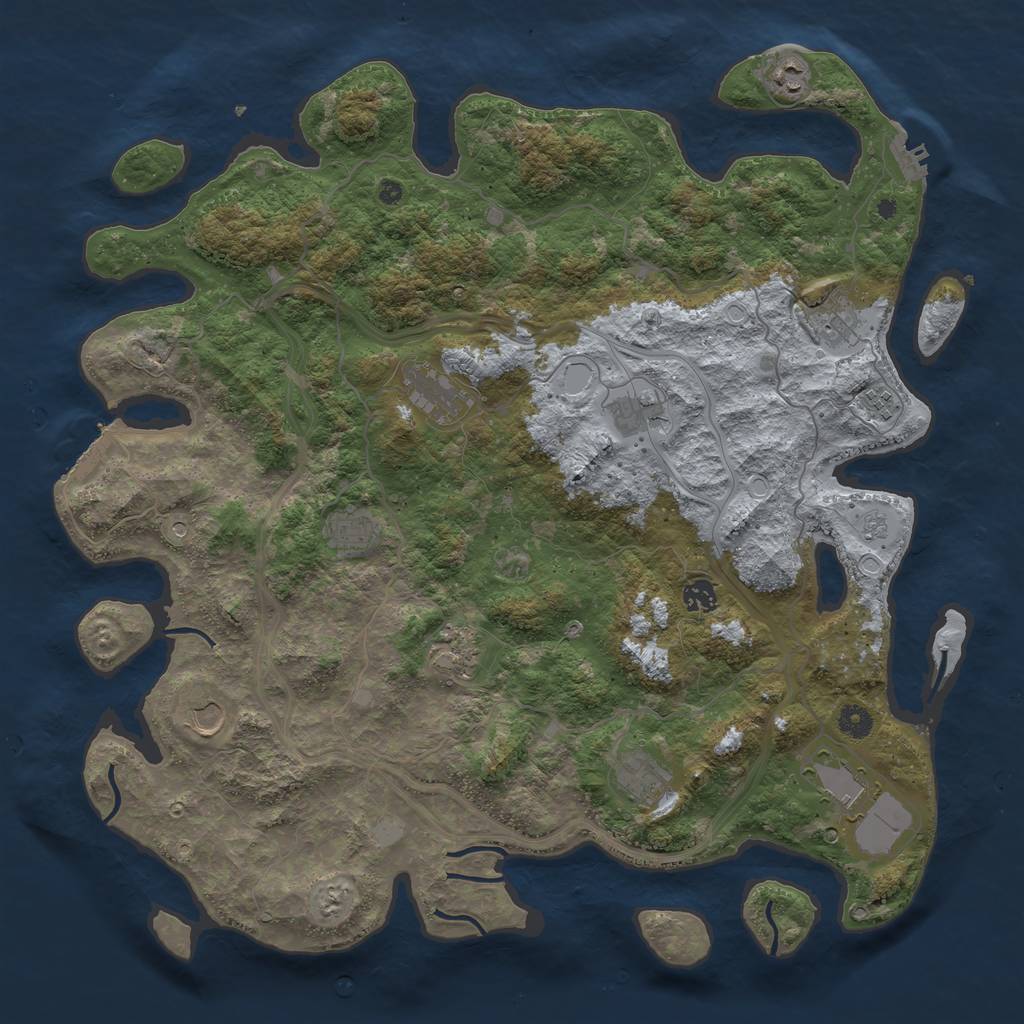 Rust Map: Procedural Map, Size: 4500, Seed: 1607079363, 20 Monuments