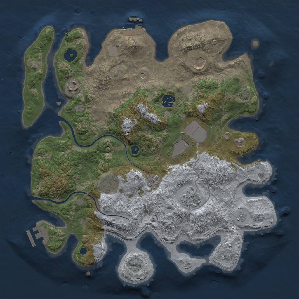 Rust Map: Procedural Map, Size: 3500, Seed: 31609821, 13 Monuments