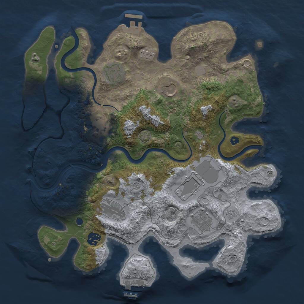 Rust Map: Procedural Map, Size: 3500, Seed: 31609821, 14 Monuments