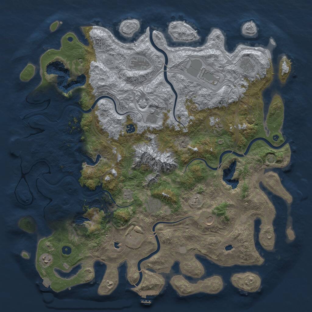Rust Map: Procedural Map, Size: 5000, Seed: 2055635112, 17 Monuments