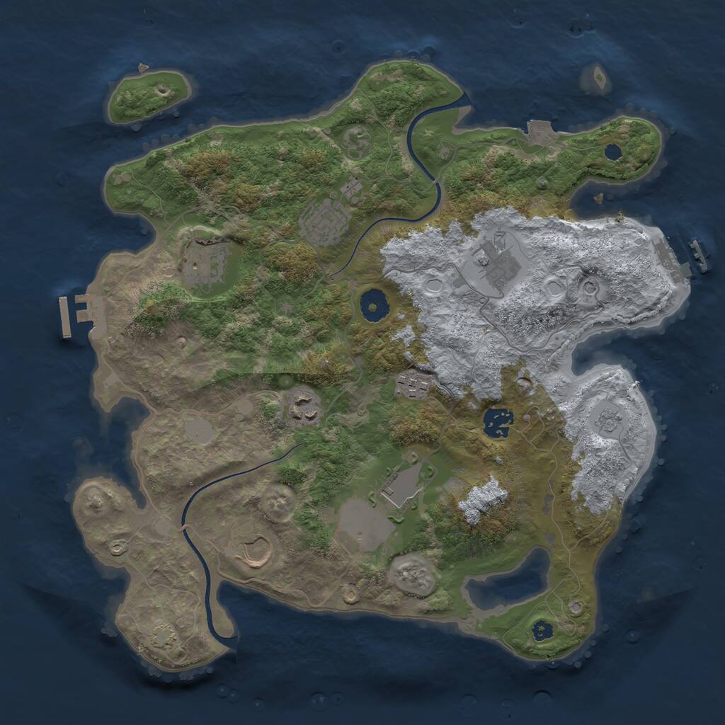 Rust Map: Procedural Map, Size: 3550, Seed: 661281, 14 Monuments