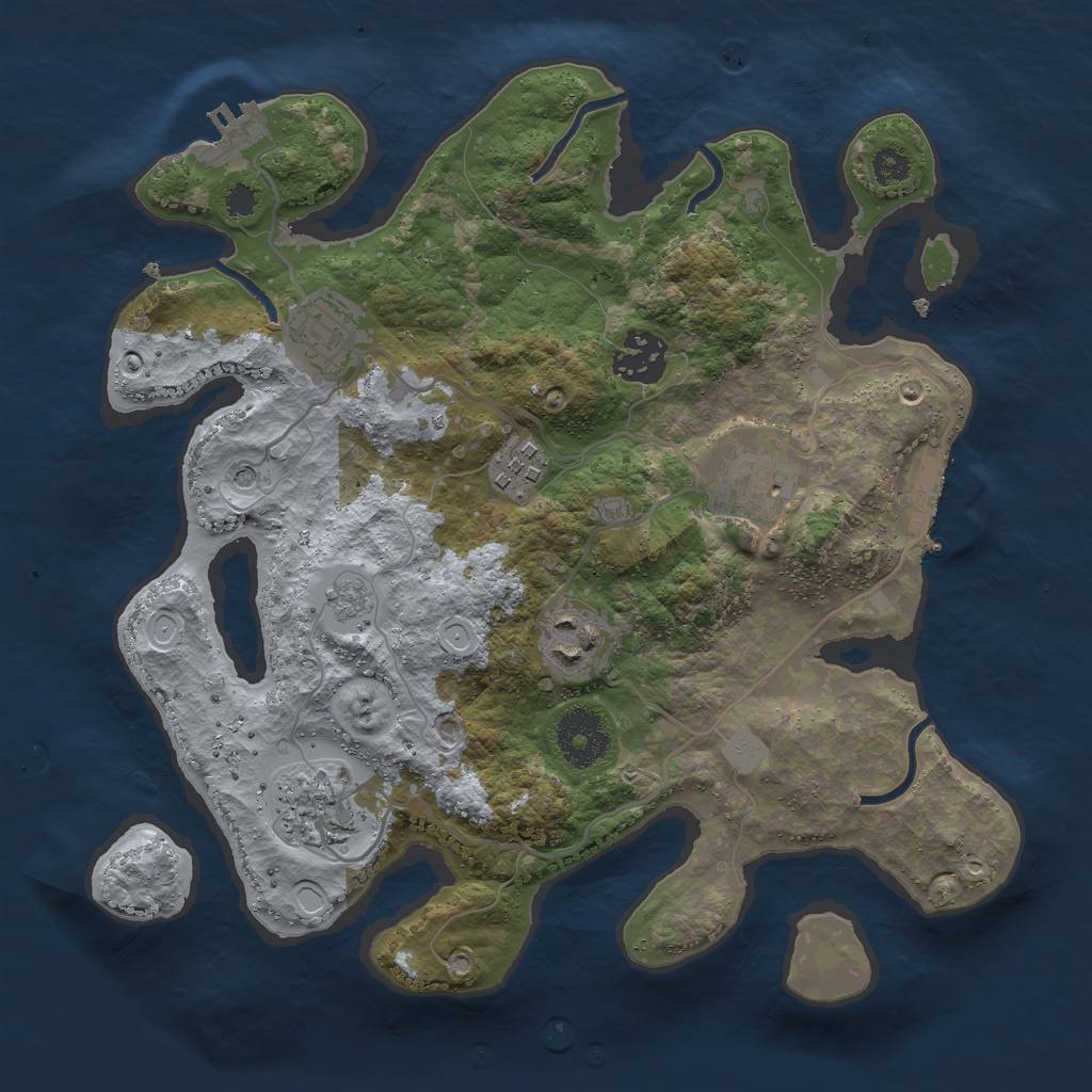 Rust Map: Procedural Map, Size: 3000, Seed: 5000000, 15 Monuments