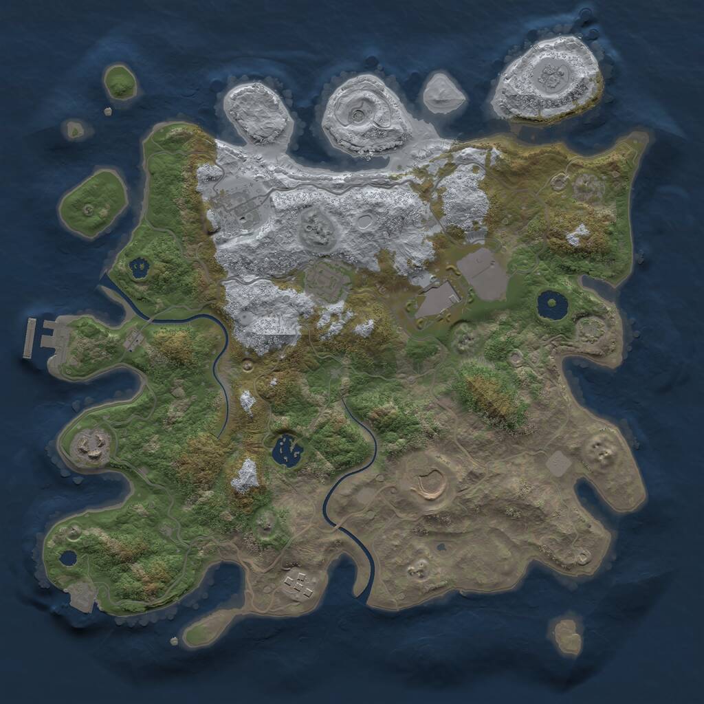 Rust Map: Procedural Map, Size: 3500, Seed: 845127, 12 Monuments