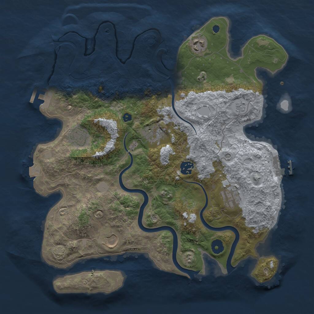 Rust Map: Procedural Map, Size: 3500, Seed: 69846201, 13 Monuments