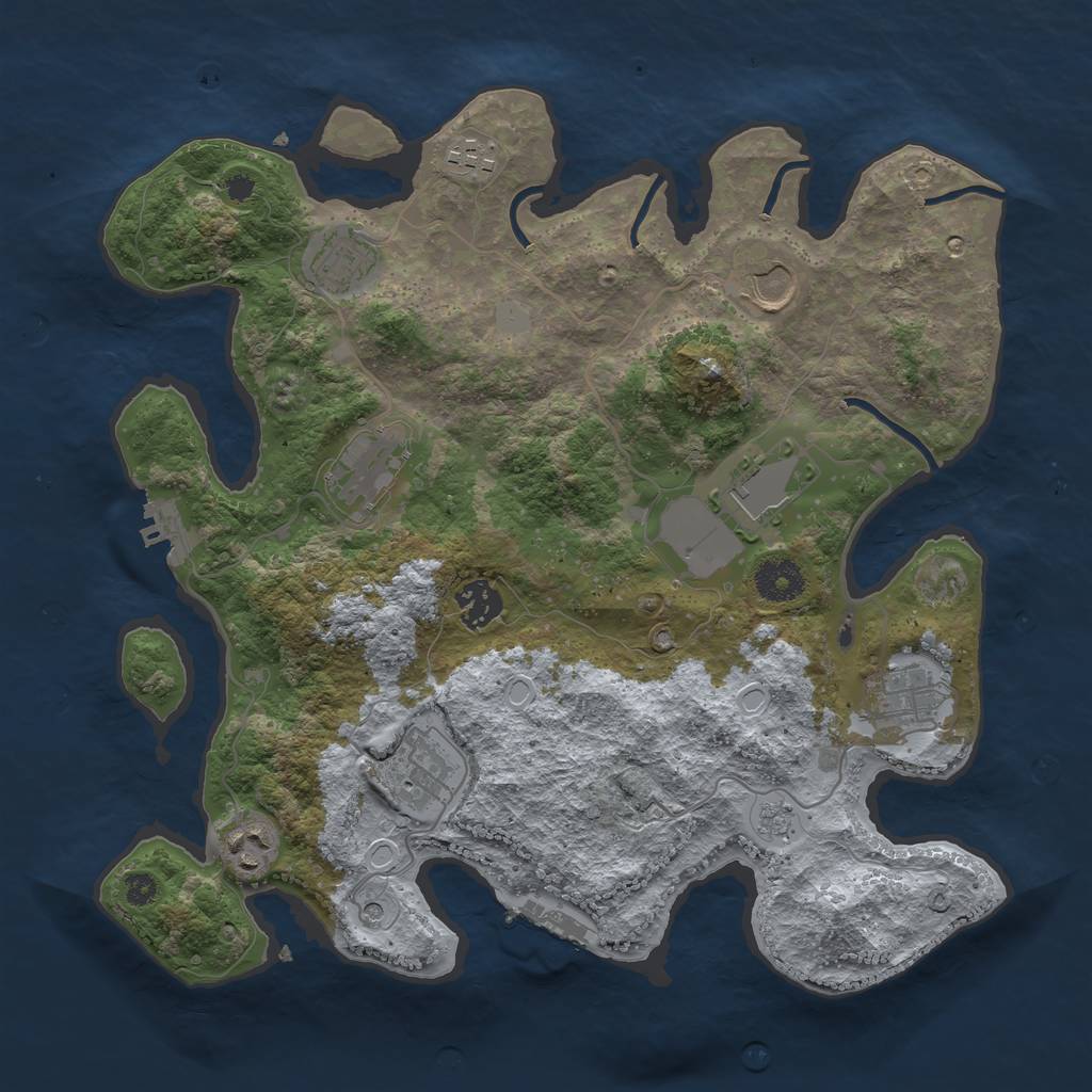 Rust Map: Procedural Map, Size: 3500, Seed: 59745388, 18 Monuments