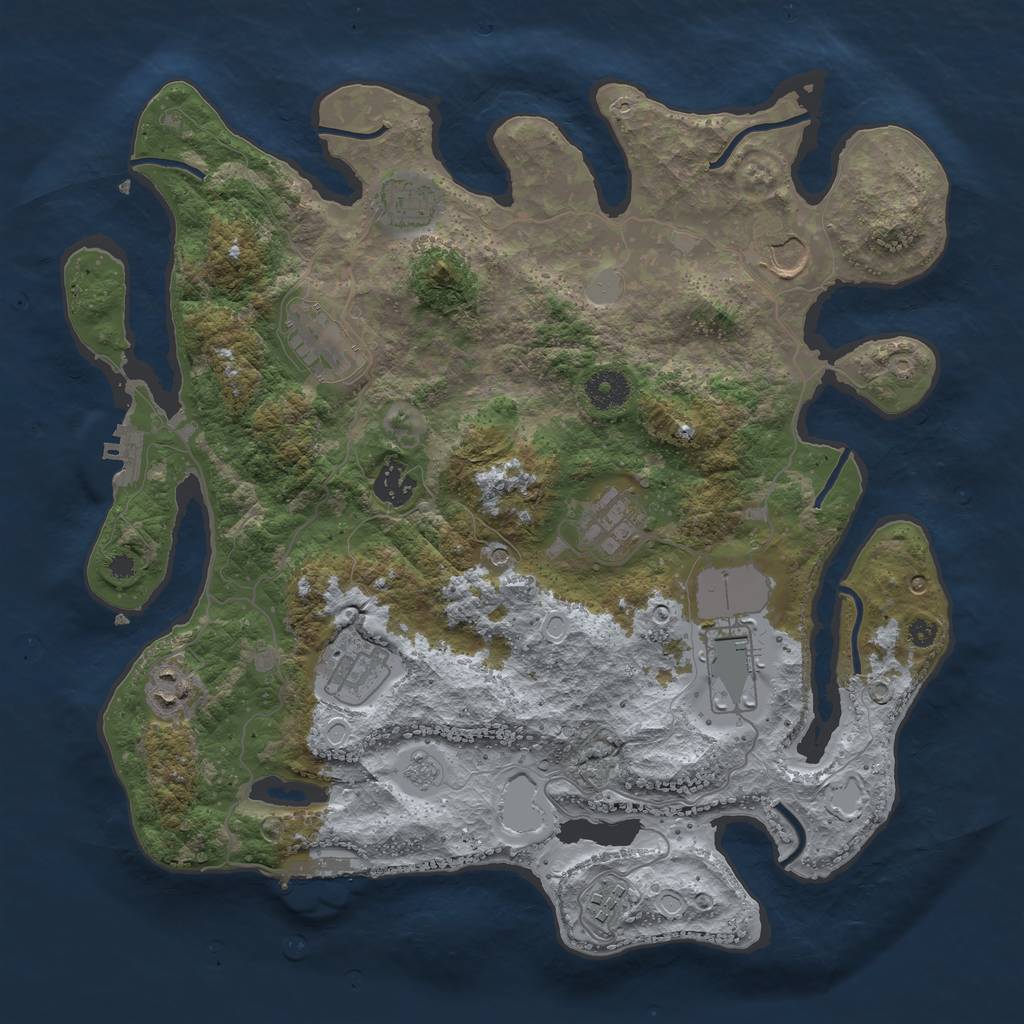 Rust Map: Procedural Map, Size: 3700, Seed: 7771850, 18 Monuments