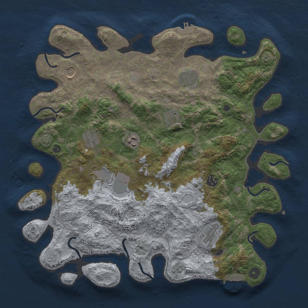 Rust Map: Procedural Map, Size: 4000, Seed: 2142866959, 17 Monuments