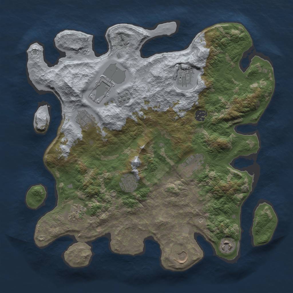 Rust Map: Barren, Size: 3700, Seed: 2345, 13 Monuments