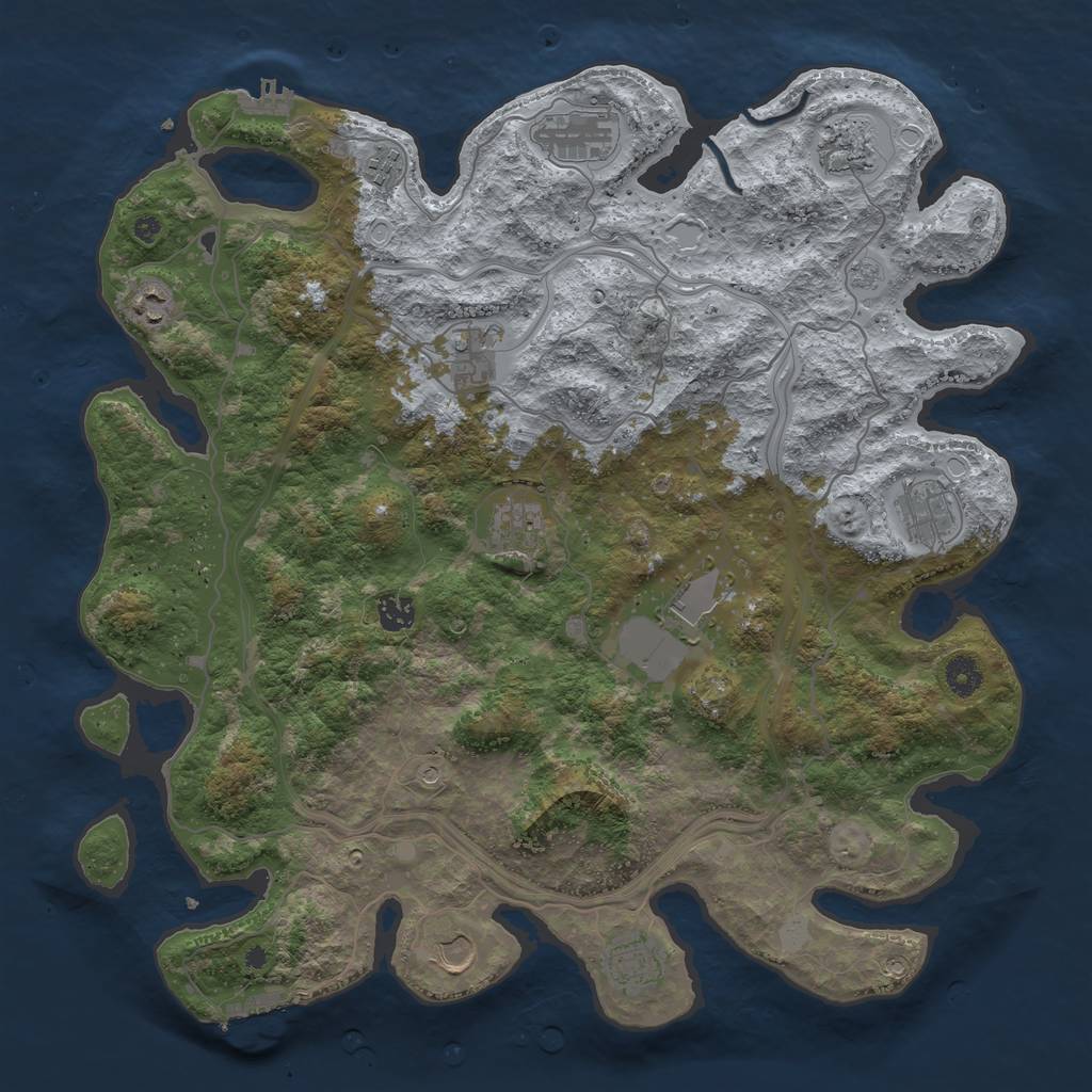 Rust Map: Procedural Map, Size: 4250, Seed: 273807090, 20 Monuments