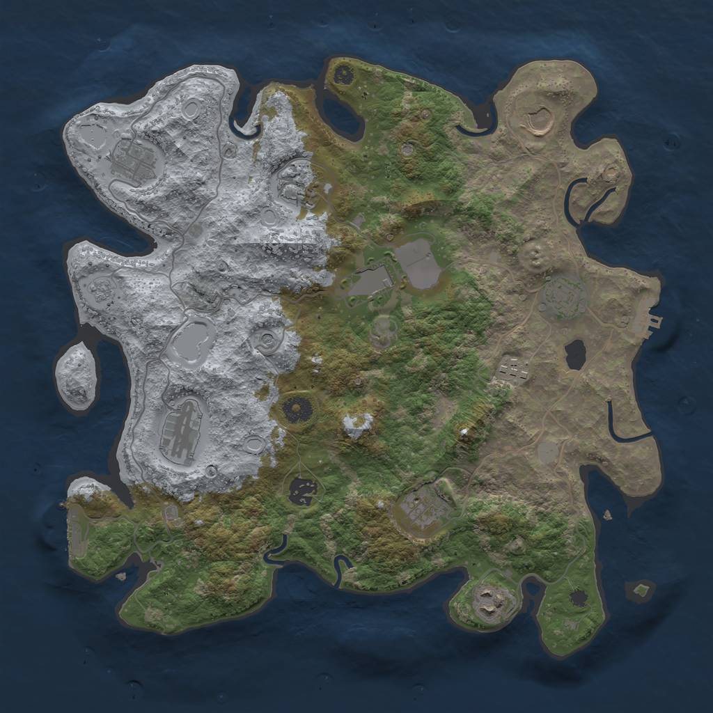 Rust Map: Procedural Map, Size: 3750, Seed: 732296808, 19 Monuments