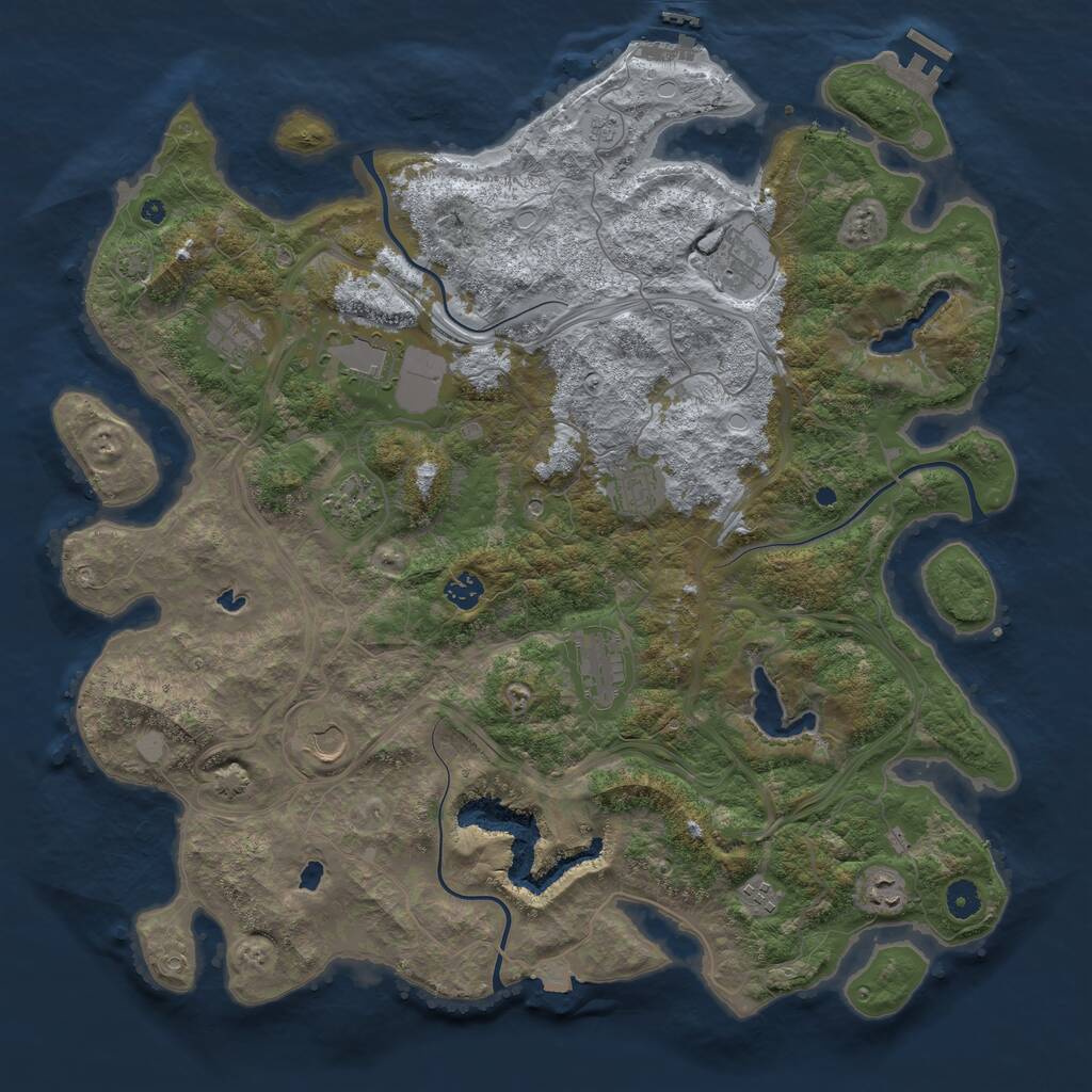 Rust Map: Procedural Map, Size: 4500, Seed: 23465, 16 Monuments