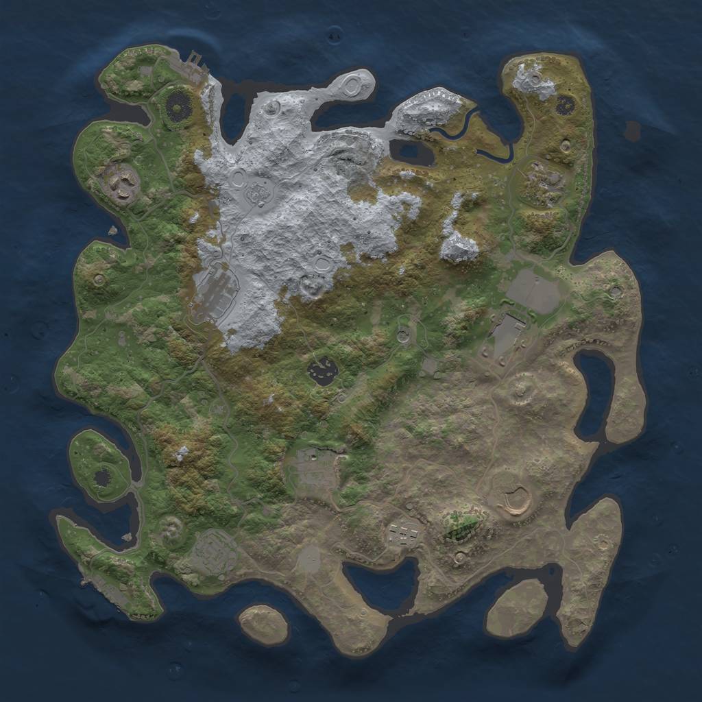 Rust Map: Procedural Map, Size: 3700, Seed: 128216975, 18 Monuments