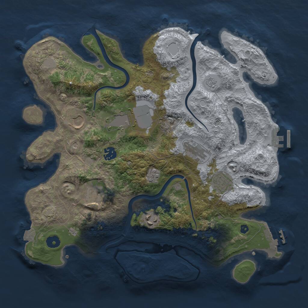 Rust Map: Procedural Map, Size: 3500, Seed: 208024470, 14 Monuments