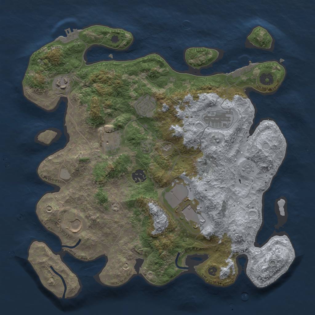 Rust Map: Procedural Map, Size: 3500, Seed: 99387921, 14 Monuments