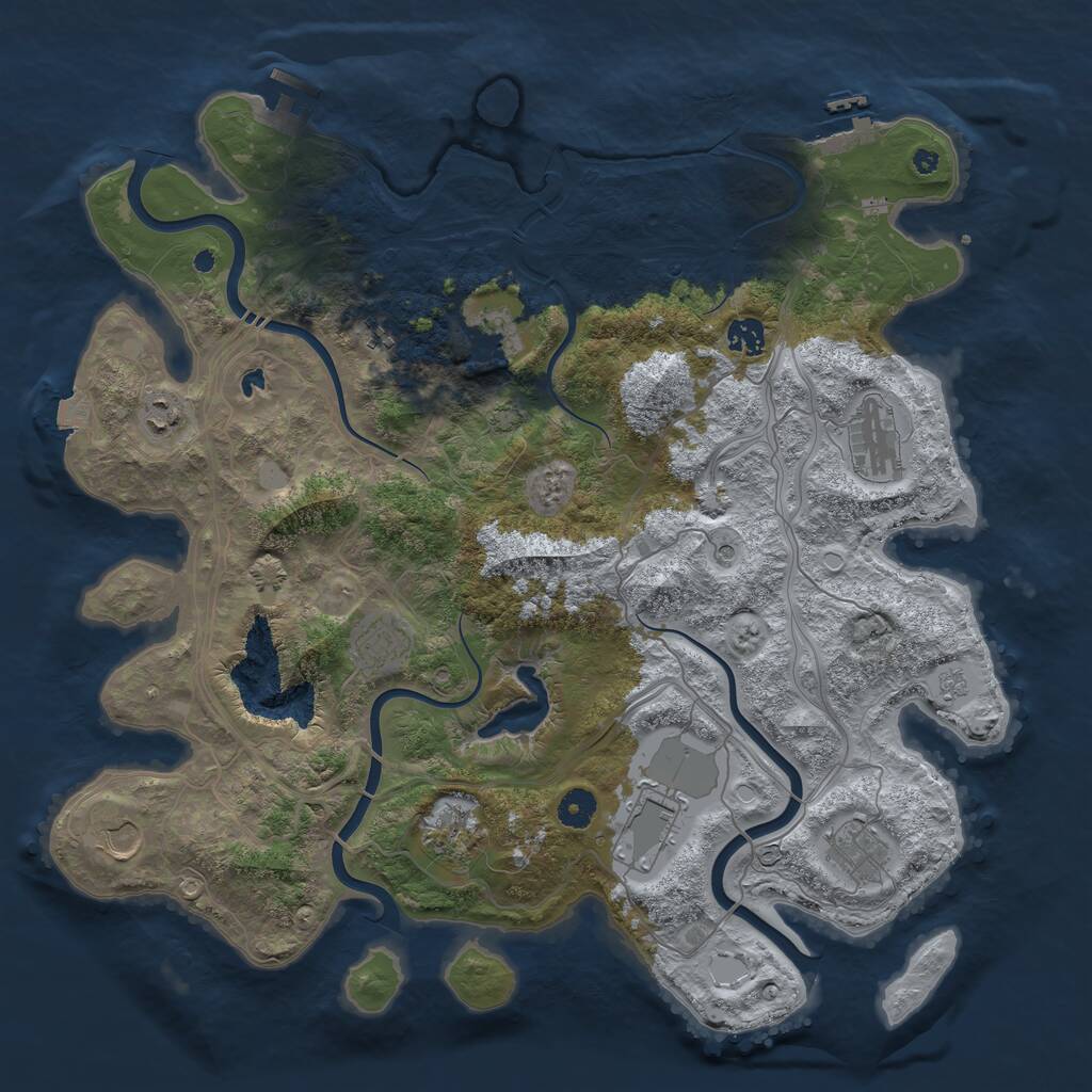Rust Map: Procedural Map, Size: 4250, Seed: 229703089, 16 Monuments