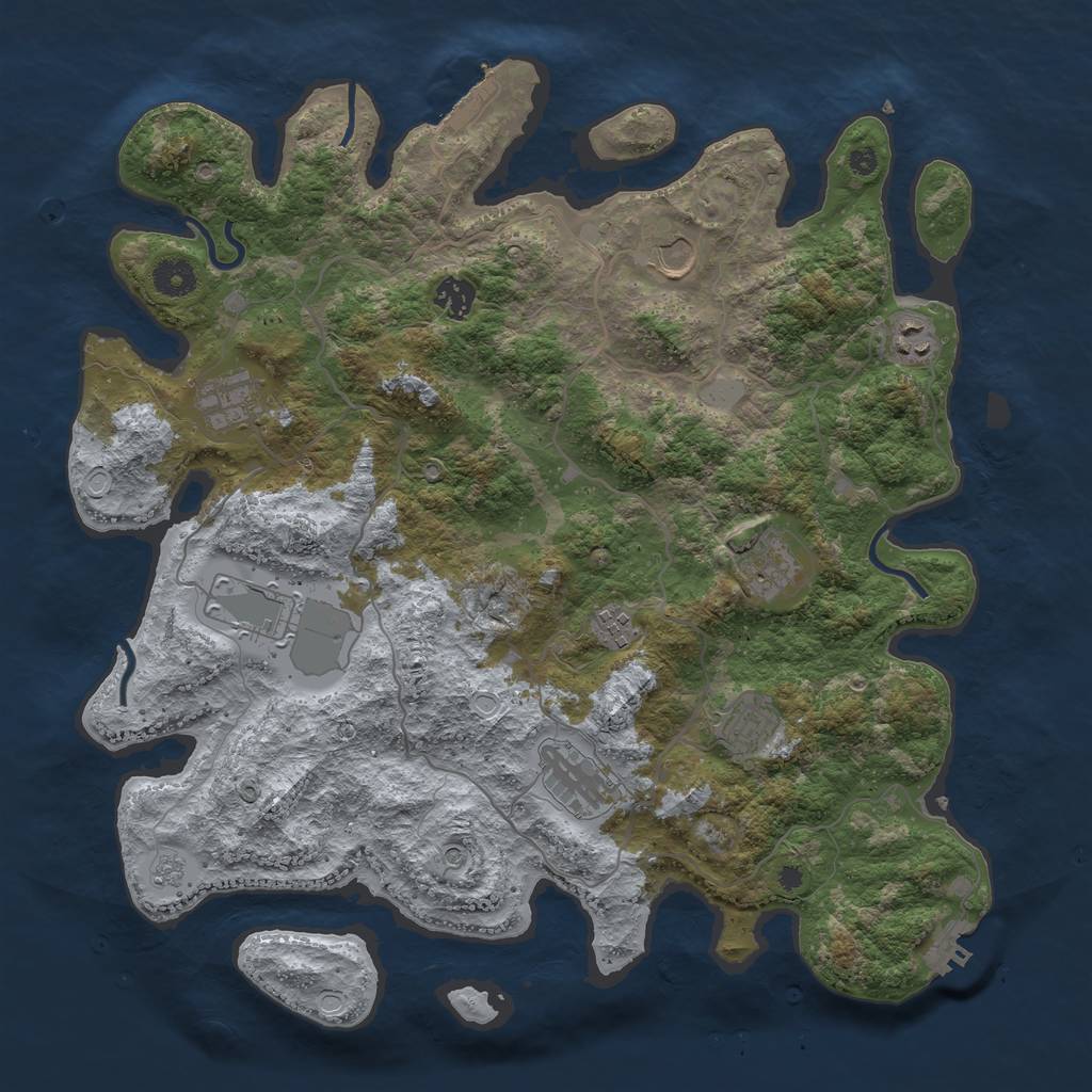 Rust Map: Procedural Map, Size: 4000, Seed: 281957184, 18 Monuments